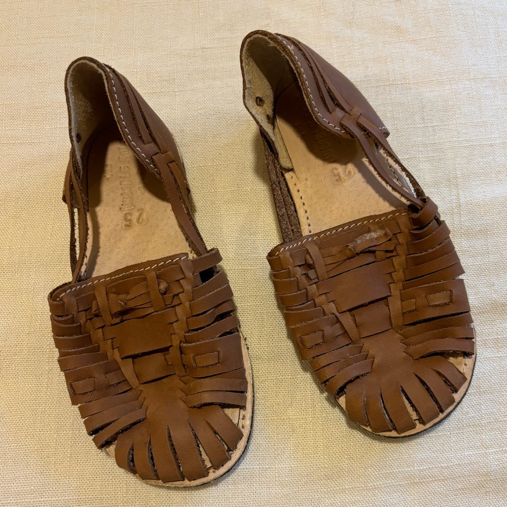 Brown Leather Huarache Sandals